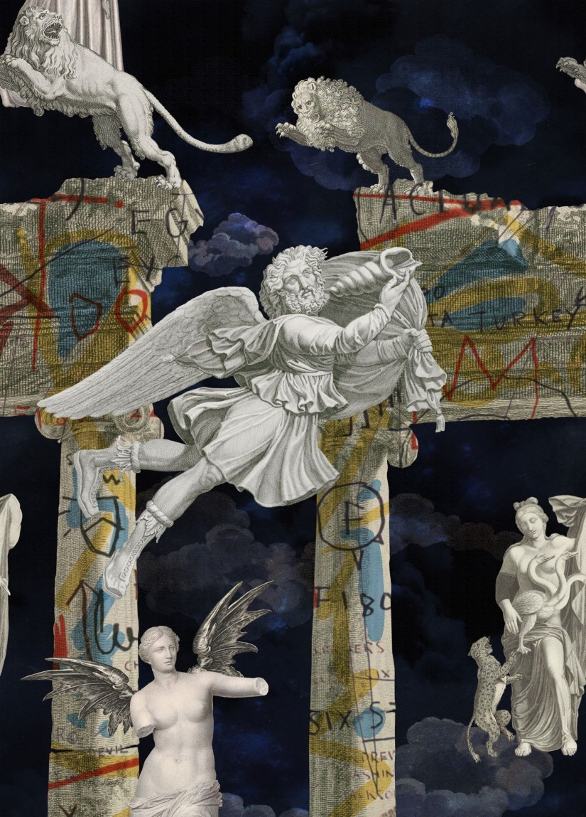 Tapetai Tales of mythology Grey Tapetai Tales of mythology Grey