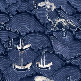 Tapetai Waves of tsushima Indigo