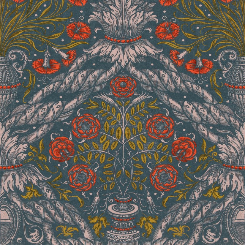 Tapetai Floral ornament Scarlet Tapetai Floral ornament Scarlet