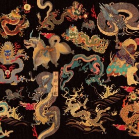 Tapetai Dragons of Tibet Black