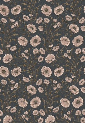 Tapetai Poppy Flow Dark Green