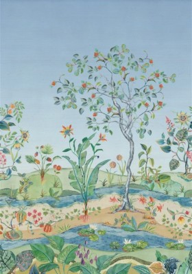 Tapetai Mythica Mural  Azure Grasscloth