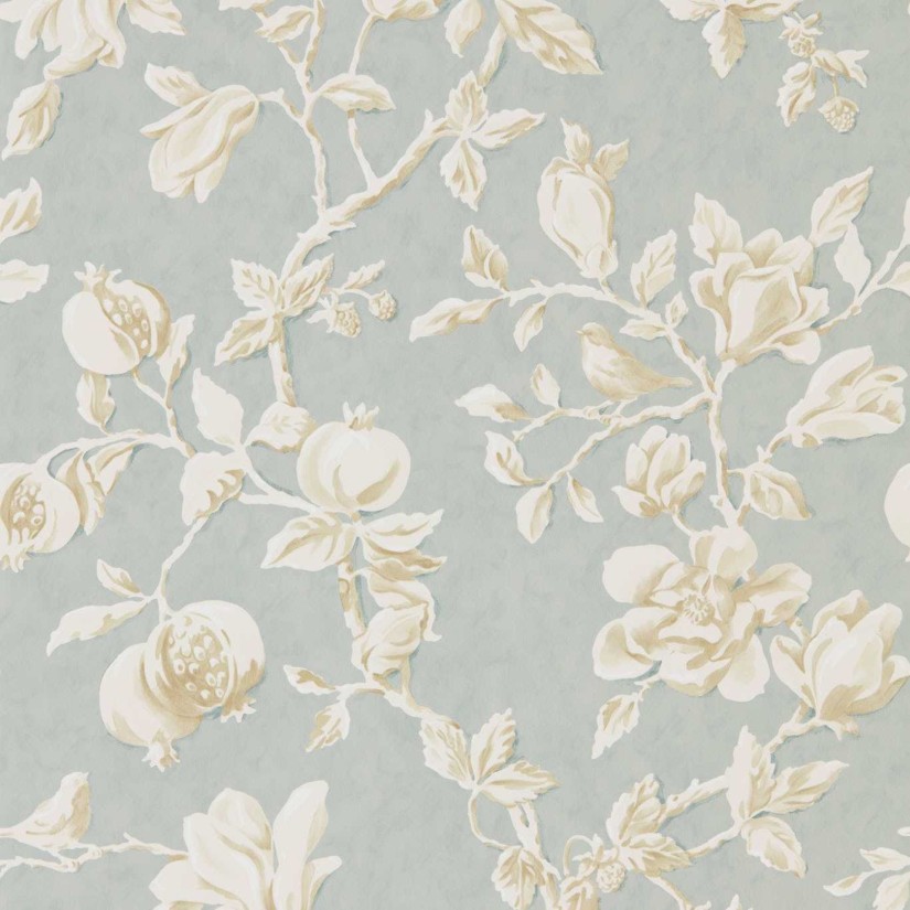 Tapetai Magnolia & Pomegranate Grey Blue Tapetai Magnolia & Pomegranate Grey Blue