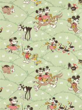 Tapetai Mickey & Minnie- At the farm Macaron Green