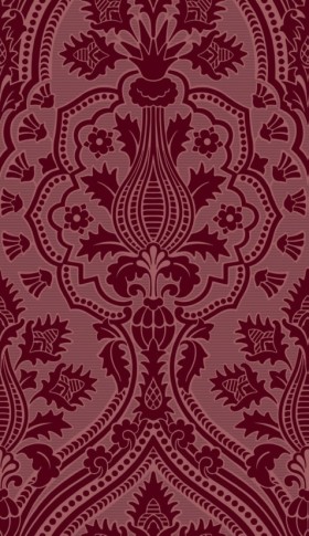 Tapetai Pugin palace flock Red