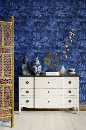 Tapetai Asian scenery Indigo