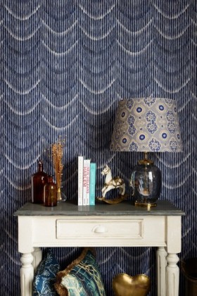 Tapetai Moving waves Indigo