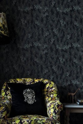 Tapetai Dark leaves Antracite