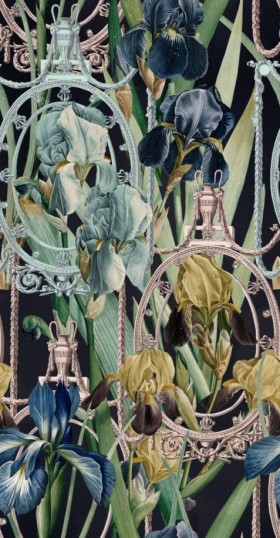 Tapetai Fleurs d'iris Antracite