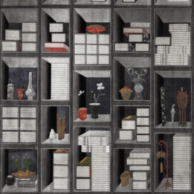 Tapetai Korean library Antracite