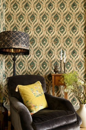 Tapetai Manor's walls Green