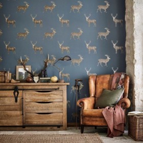 Tapetai Evesham Deer Indigo