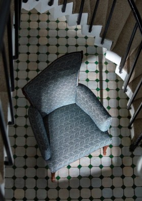 Audinys Arcadian Thames Tudor Damask Indigo