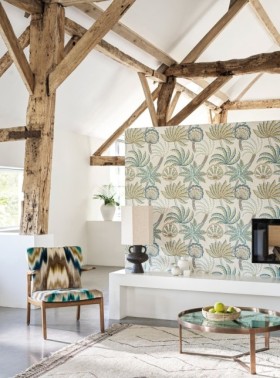 Tapetai Frondoso Blush Ink