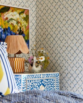 Tapetai Daisy Trellis Emerald/Pearl