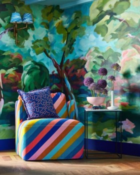 Tapetai In The Woods Sky/Emerald/ Carnelian